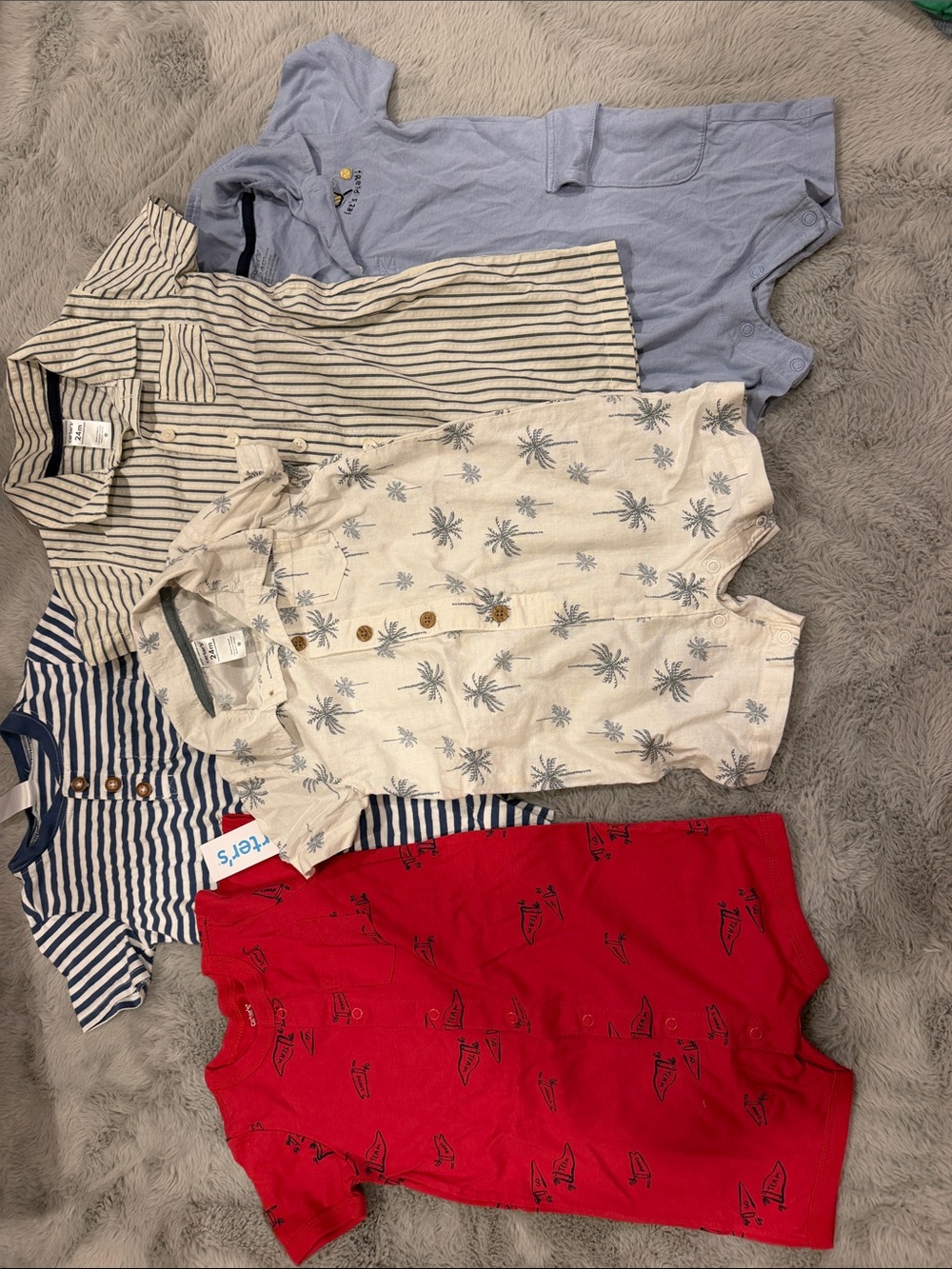 Bundle of 5 Short-Sleeve summer Rompers Styles 24months carters